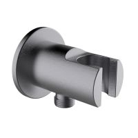 Шланговое подключение CLEVER ROUND с держателем для ручного душа, оружейная сталь