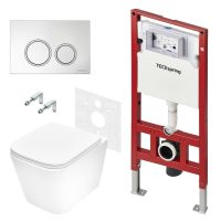 Комплект TECEspring, панель смыва с кругл кнопками, хром глянц., унитаз модель S