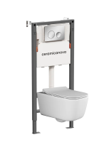 Комплект Подвесной унитаз NEW DAY Rimless + Система инсталляции Balance кнопка Circle, хром глянцевы