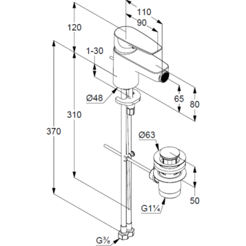 KLUDI PURE&SOLID Смеситель для биде с донным клапаном