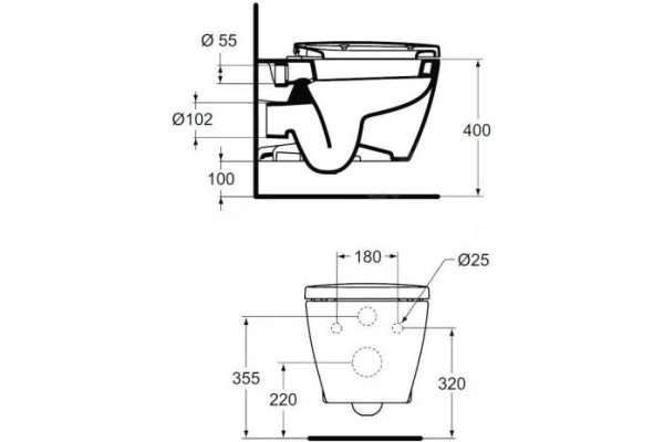 IS CONNECT Подвесной унитаз (E803501), глубокий смыв, с м/л E772401