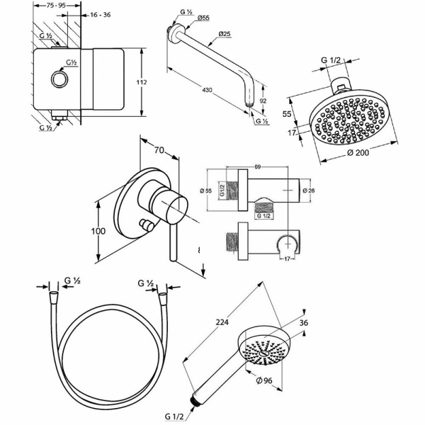 KLUDI BOZZ Комплект для душа ( 7 в 1 )