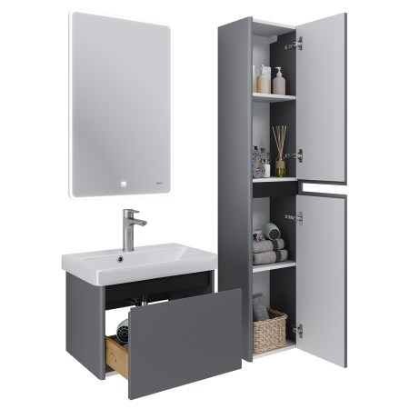 Dreja Luxury, 55 см, Тумба подвесная, 1 ящик,   серый базальт