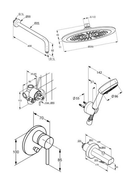 KLUDI BOZZ Комплект для душа с изливом ( 7 в 1 )
