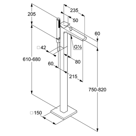 KLUDI-DECUS смеситель для ванны и душа, отдельно стоящий, брашированная бронза