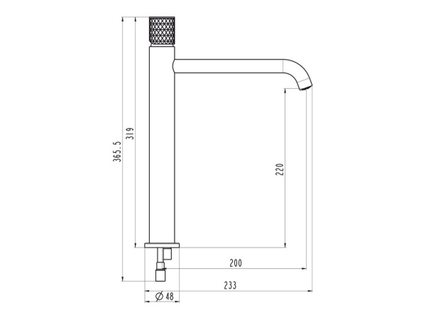 IO Helios Смеситель для раковины 220мм, оружейная сталь
