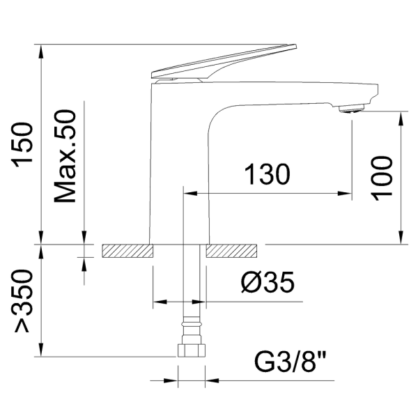 CLEVER VELVET III Смеситель для умывальника, 100 мм, брашированное золото
