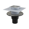 ALCAPLAST Трап 105 × 105/50/75, подводка – прямая, решетка – нержавеющая сталь