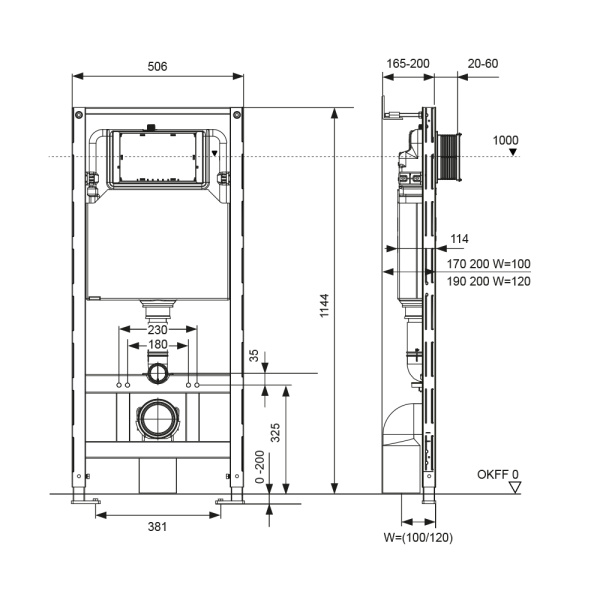S300300 Инсталляция TECEspring Profil, модуль для установки подвесного унитаза