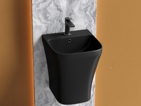 Ceramicanova Раковина моноблок подвесная DION с 1 отверстием для смесителя, 365*400*455, черный мат