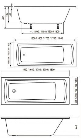 Ванна RAVAK Domino Plus 160х70 белая