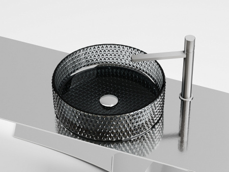 Ceramicanova Умывальник накладной круглый Cristal 360*360*112мм, чёрный.