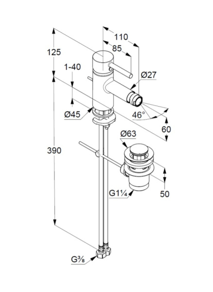 KLUDI BOZZ Смеситель для биде черный матовый