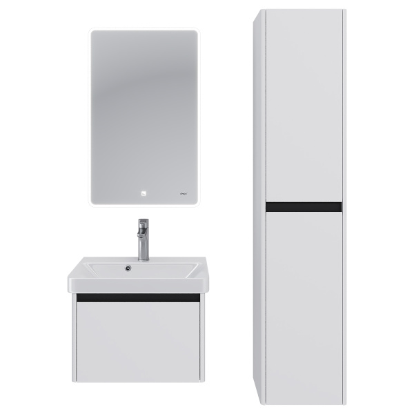 Dreja Luxury 35см, Пенал подвесной/напольный, универсальный , 2 дверцы, 2 полки, белый матовый