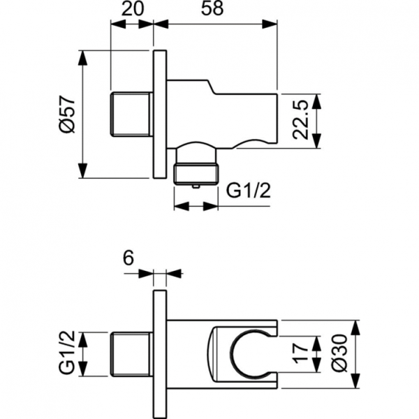 IS Шланговое подключение IDEALRAIN, 1/2", черный матовый