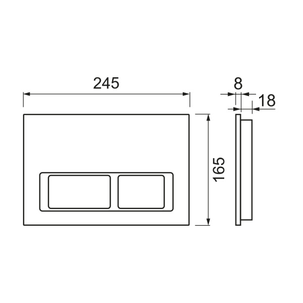 9940203 TECESpring Панель смыва с прямоугольными кнопками, белый глянцевый