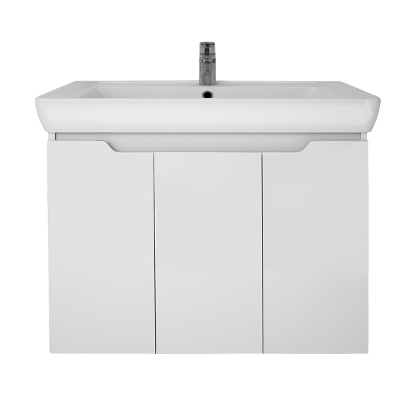 *99.1006 Тумба Q PLUS (D), 80 см, подвесная/напольная, 3 дверцы, с опорами, белый глянец