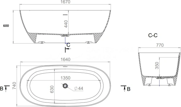 Ванна Kupala KUPEL отдельностоящая 1670х770 белый матовый