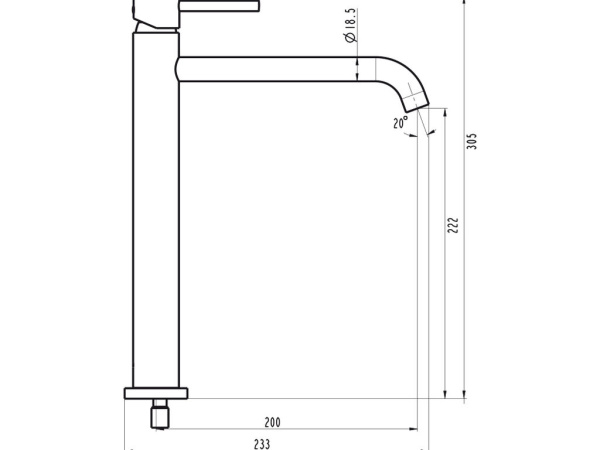IO Sirio Смеситель для раковины 220мм, оружейная сталь