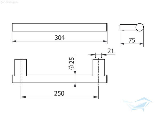 KLUDI-VELA C  поручень для ванны, L = 250 мм белый матовый