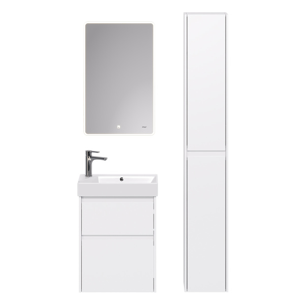 99.0400 Тумба Dreja Slim, 55см, подвесная/напольная, 2 ящика, белый глянец