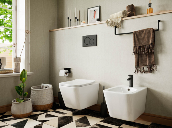 Ceramicanova Биде подвесное Metric, с керамическим донным клапаном, 1 отв под смеситель, с крепежом