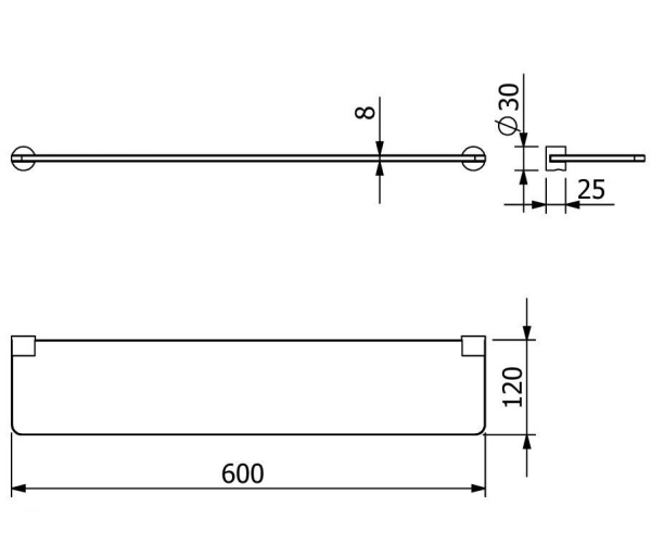 KLUDI VELA R Полка стеклянная L=600мм, брашированное золото