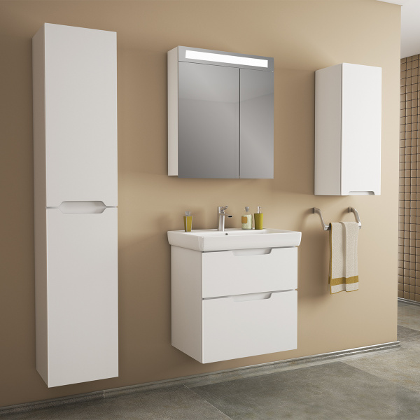 Dreja Q 70 см, Тумба под умывальник подвесная , 2 ящика, белый глянец