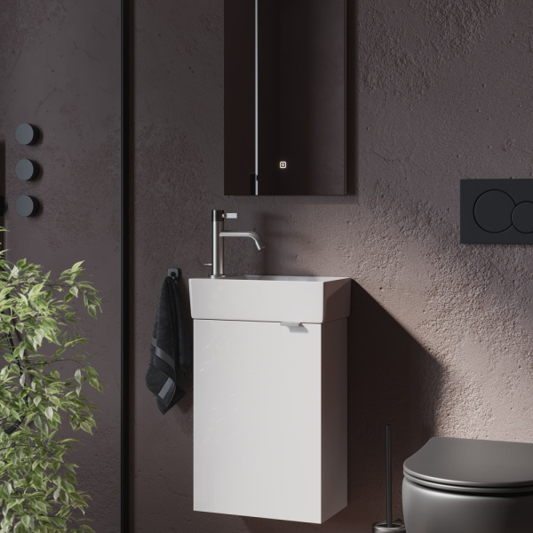 Sancos Тумба подвесная Mini с распашной дверцей 355х205х500, внутри 1 полка, правая бел. гл.