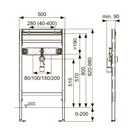 9310018 TECE модуль для установки раковины (h=820-980 мм)