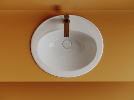 CERAMICANOVA Раковина встраиваемая сверху Sun с отв. слива - перелива овальной формы 565x495x200