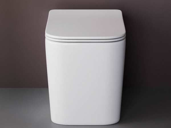 Ceramicanova Унитаз напольный пристенный Cubic Rimless,с ультратонким сид.,микролифт,белый