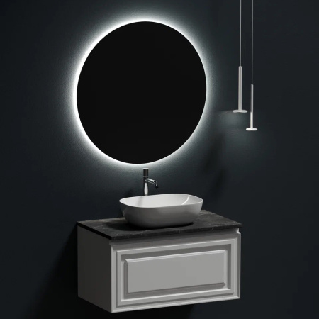 Sancos Столешница с отверстием под смеситель, 800х460, черный (black sky)