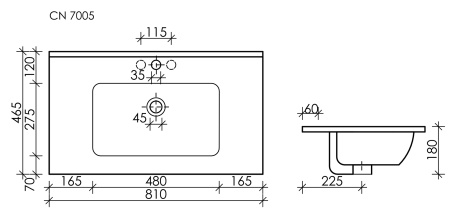 Ceramicanova Умывальник мебельный Element 810*465*180 мм