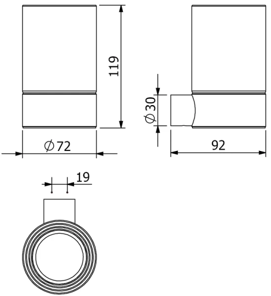 KLUDI VELA R  Держатель со стаканом черный матовый