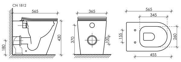 Ceramicanova Унитаз соло HIGHLIGHT Rimless, с крепежом, с сиденьем-крышкой с микролифтом