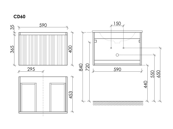 Sancos Тумба подвесная Code, один ящик, доводчики скрытого монтажа 590х453х400, белый