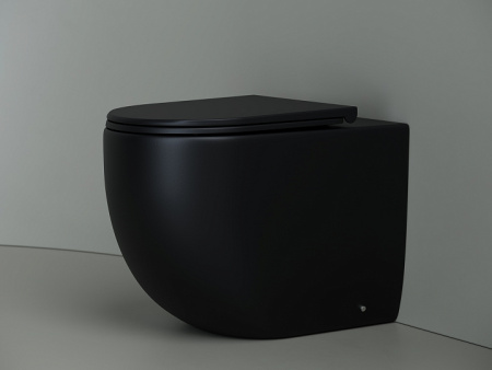 Ceramicanova Унитаз напольный пристенный Metropol Rimless,с ультратонким сид.,микролифт,черный мат.
