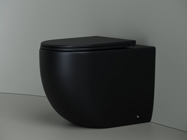 Ceramicanova Унитаз напольный пристенный Metropol Rimless,с ультратонким сид.,микролифт,черный мат.