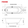 Ванна RAVAK SONATA 180x70 SET (ванна + опора 70 + Сточный комплект хpом)