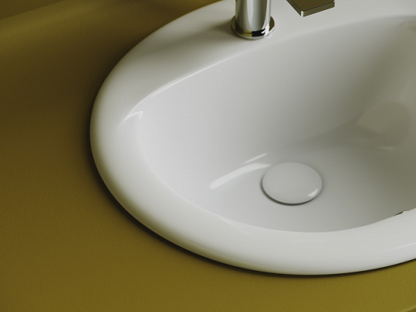 Раковина встраиваемая сверху CERAMICANOVA Sun овальная с переливом 515x455x200 мм цвет белый арт. CN