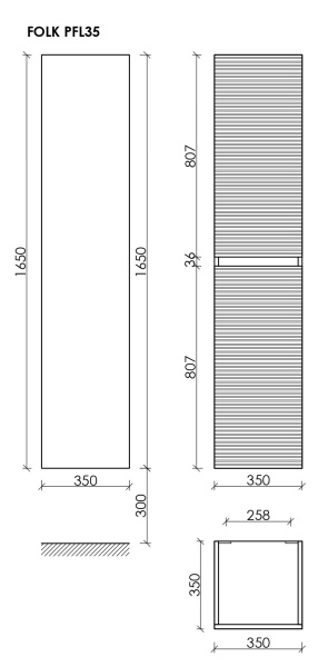 SANCOS Шкаф-пенал подвесной Folk, 350х350х1650 мм, цвет Капучино, арт. PFL35CP