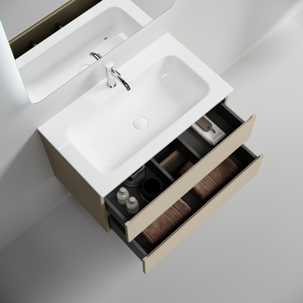 SANCOS Тумба подвесная Folk 790х445х500, c двумя ящиками оснащенными доводчиками, Капучино, арт.FL80