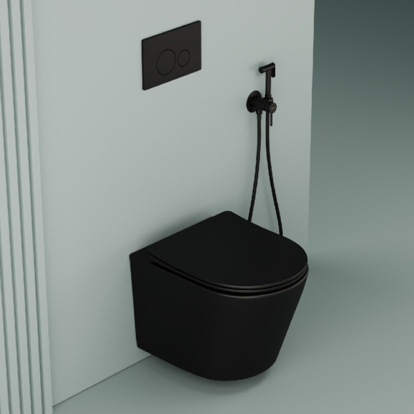 Sancos Гигиенический душ Start со смесителем, c внутренней частью,встраиваемый,настенный,черный мат.