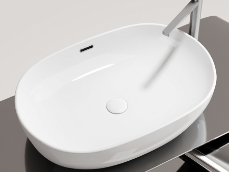 Ceramicanova Умывальник накладной овальный Element 610*420*155мм со сливом переливом