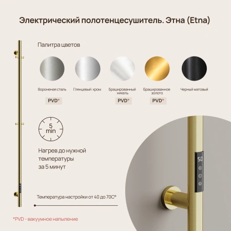 Sancos Полотенцесушитель Linn электрический 150x3 I-образный, брашированное золото