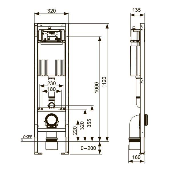 9400440 TECEbase 2.0 Застенный модуль со смывным бачком, ширина 320 мм, высота 1120 мм NEW