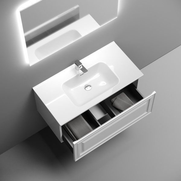 SANCOS Тумба подвесная Very 890х445х406, c одним  ящиком, Bianco