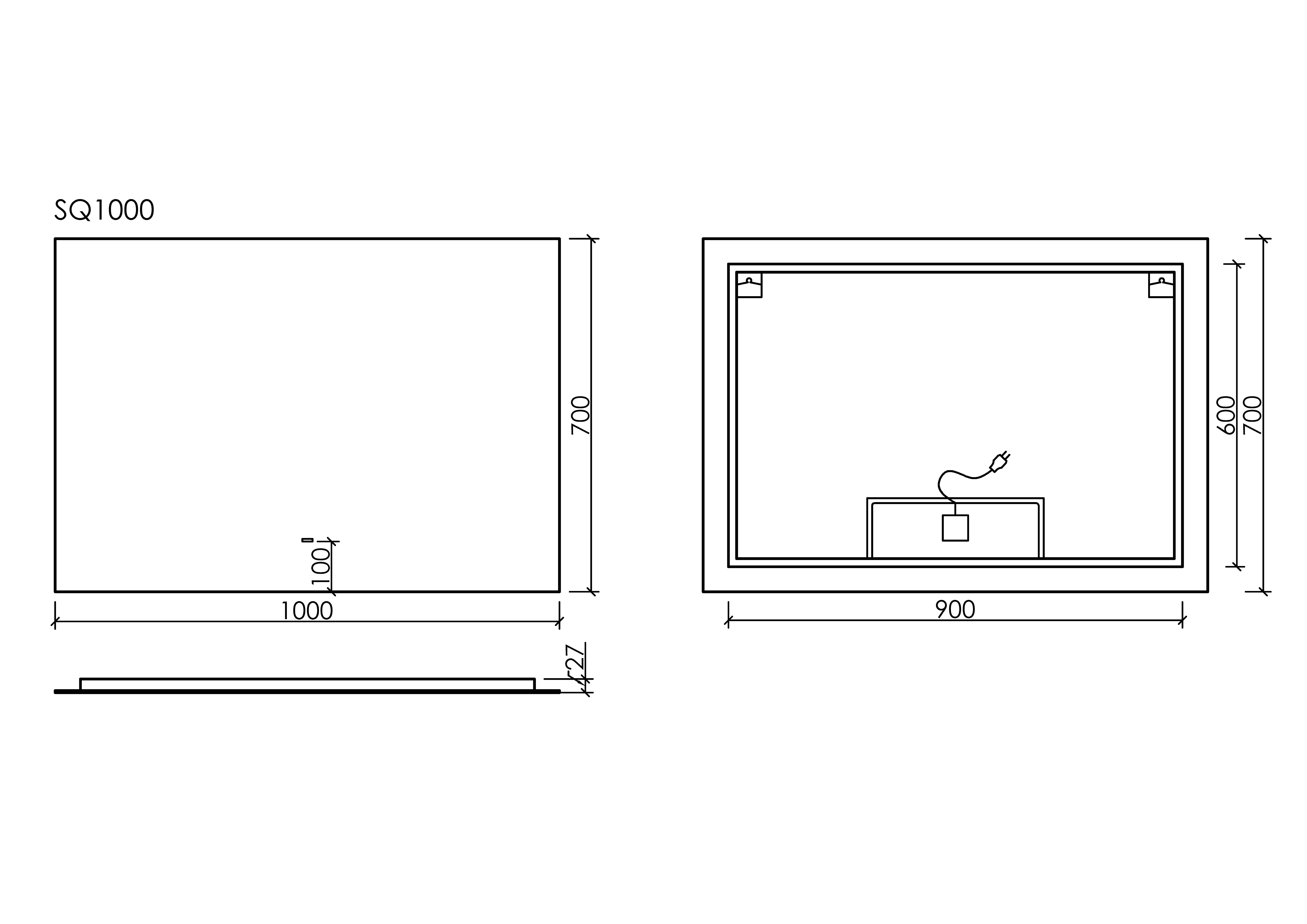 Sancos Зеркало SQUARE, 1000х700 LED с подсветкой