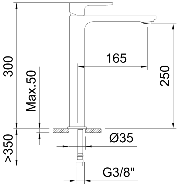 CLEVER SAONA SLIM Смеситель для умывальника, 250 мм